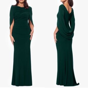 BETSY & ADAM
Miriam Long Jersey Draped Back Gown Forest